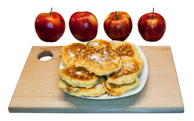 Pancakes with apples. Transparent Background.
