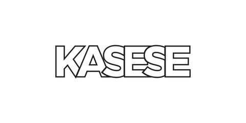 Kasese in the Uganda emblem. The design features a geometric style, vector illustration with bold typography in a modern font. The graphic slogan lettering.