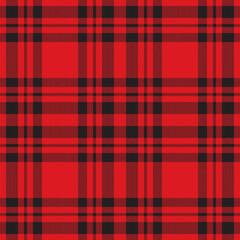 Plaid seamless pattern in red. Check fabric texture. Vector textile print.