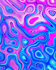 Abstract liquid space pattern art with circles and waves