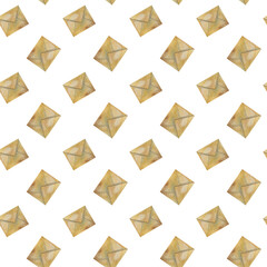 Simple Christmas seamless pattern hand drawn in watercolor. Kraft paper envelope