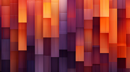 A dynamic geometric array of orange and purple squares creates a warm, modern textured background.	
