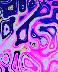 Abstract liquid space pattern art with circles and waves