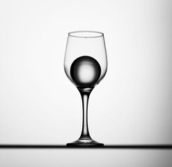 Ice ball inside a wine glass