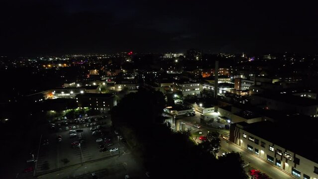 Aerial Footage of Illuminated Northampton City of England During Night