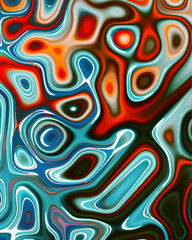 Abstract liquid space pattern art with circles and waves