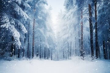 雪の森の背景素材05