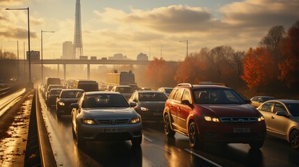 Traffic jam in the rush hour