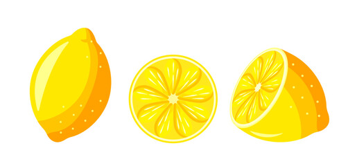 Lemons set isolated on white background vector graphics
