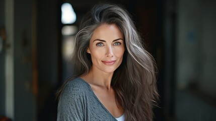 Obraz premium Graying hair beautiful woman