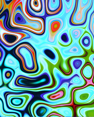 Abstract liquid space pattern art with circles and waves