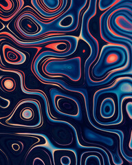 Abstract liquid space pattern art with circles and waves