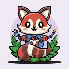 Cute and Whimsical Animal Fox in a Magical Forest illustration Design