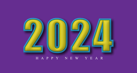 Happy New Year. Lettering 2024 3d text for Happy New Year