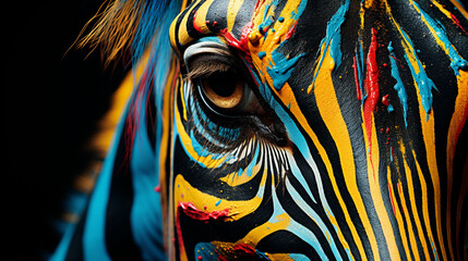 close-up of a colored horse, creative photo