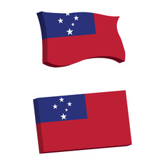 Samoa Flag 3d shape vector illustration