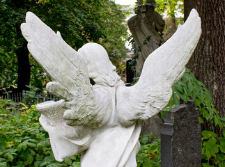 Beautiful angel face of a woman. Mercy and peace. (monument of the nineteenth century by an unknown...