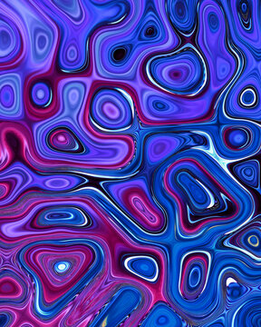 Abstract liquid space pattern art with circles and waves