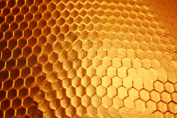 Honeycomb patterned texture in golden hues