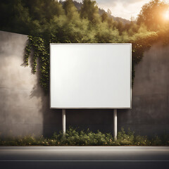 blank white A Billboard on old concrete wall mockup