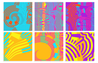mid-century modern colorful dynamic vector set backgrounds
