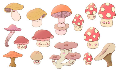 set of mushroom character