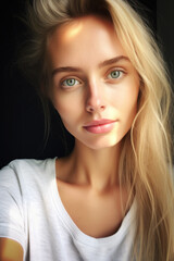Naklejka premium Blonde Beauty On Display, Raw Selfies of random people
