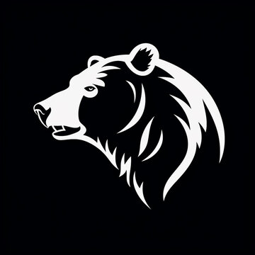white bear head logo on black background