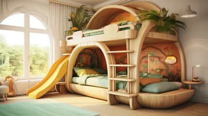 Creative Children Bedroom with Double-Decker Bed