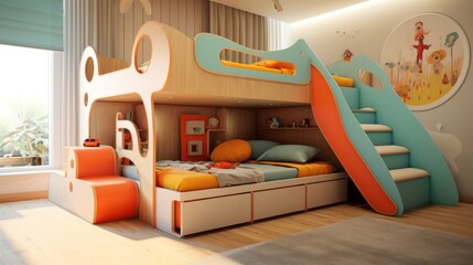 Creative Children Bedroom with Double-Decker Bed