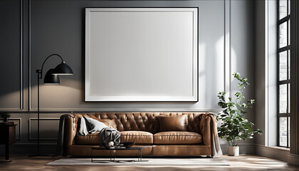  blank white A Large poster in a room mockup