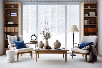 Modern apartment interior with modern design, elegant furniture