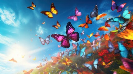 Fototapeta na wymiar vivid picture of colorful butterflies