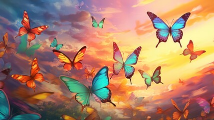 vivid picture of colorful butterflies