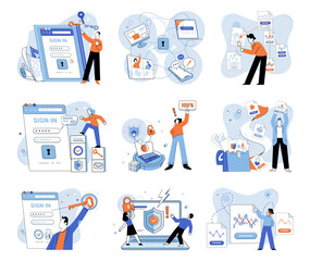Information security vector illustration. The concept information security emphasizes importance data confidentiality and protection Information security is paramount in digital age to protect