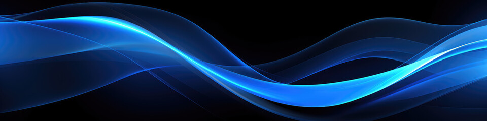 wide blue curve wave technology background
