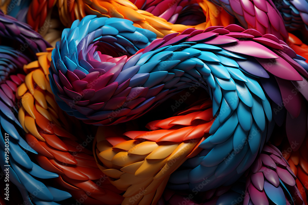 Aufkleber  complex, multi-layered pattern of interlocking shapes that resembles a Snake.  