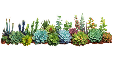 Succulent plants isolated on transparent white background