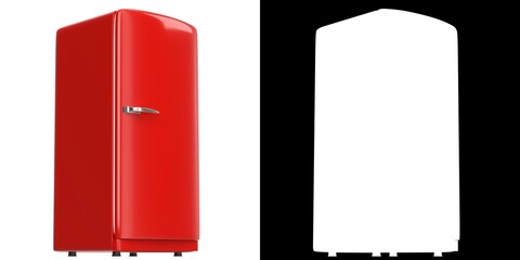 3D rendering illustration of a retro red refrigerator