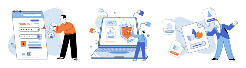 Personal data protection vector illustration. Personal data protection entails control and management sensitive information Technology plays crucial role in enhancing personal data protection