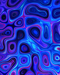 Abstract liquid space pattern art with circles and waves