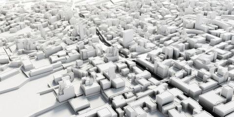 Obraz premium White rectangular large city model