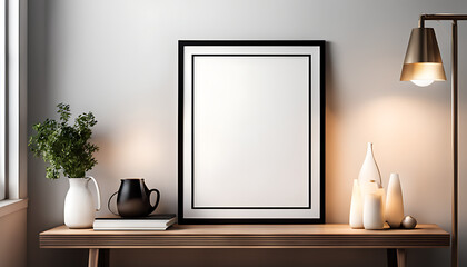 blank white A Poster in cozy room mockup 
