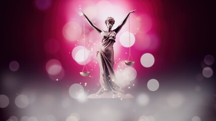 Statue of Lady Justice with Bokeh Effects