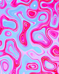 Abstract liquid space pattern art with circles and waves