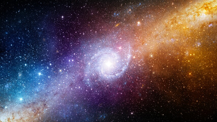 Space scene with stars in the galaxy. Panorama. Universe filled with stars, nebula and galaxy,....