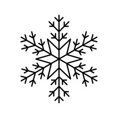 Simple christmas icon snowflake. Abstract snow logo frost cold weather. Winter precipitation. Flat vector illustration in line art style