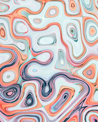 Abstract liquid space pattern art with circles and waves