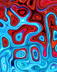Abstract liquid space pattern art with circles and waves
