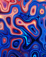 Abstract liquid space pattern art with circles and waves